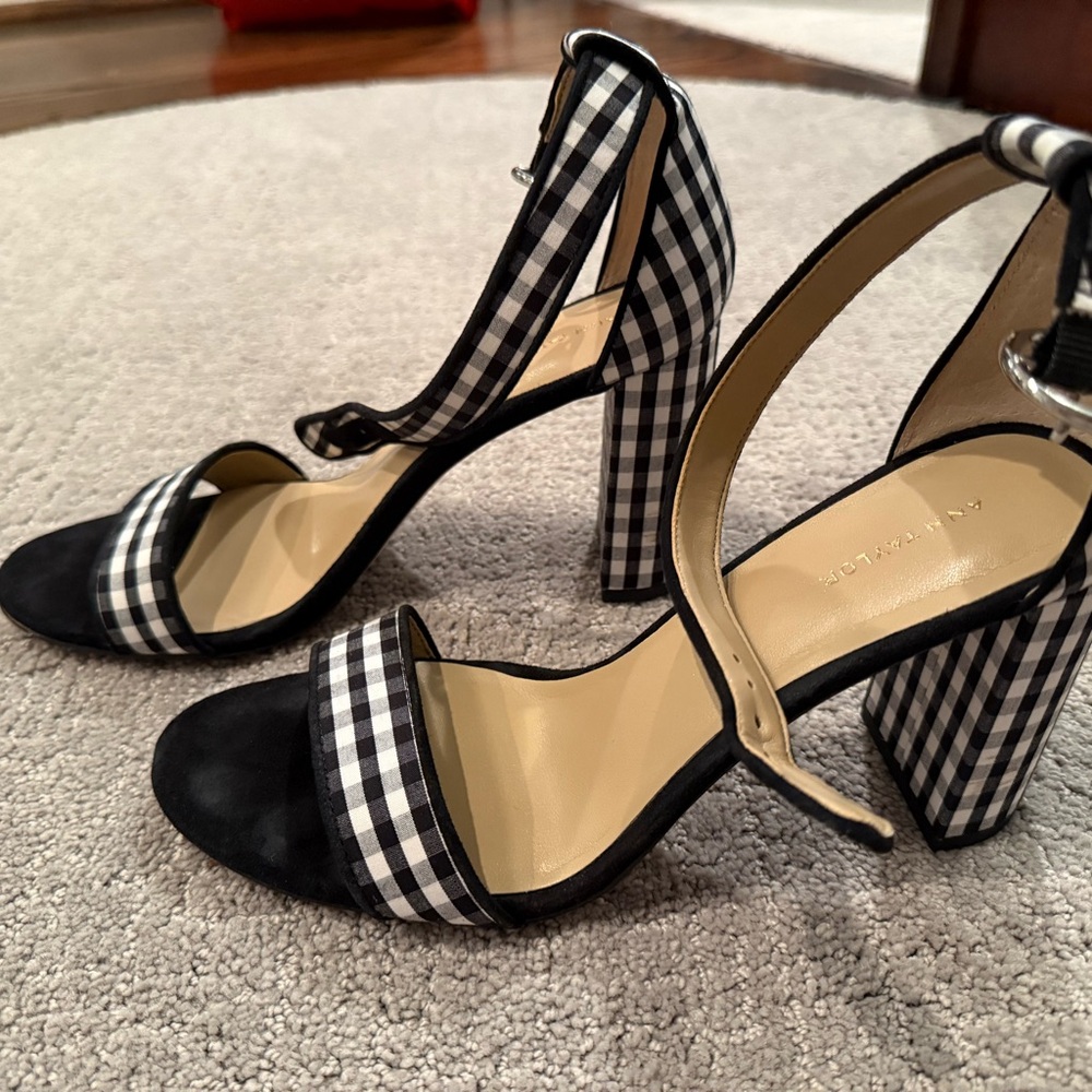 Ann Taylor Black and White Gingham Heels